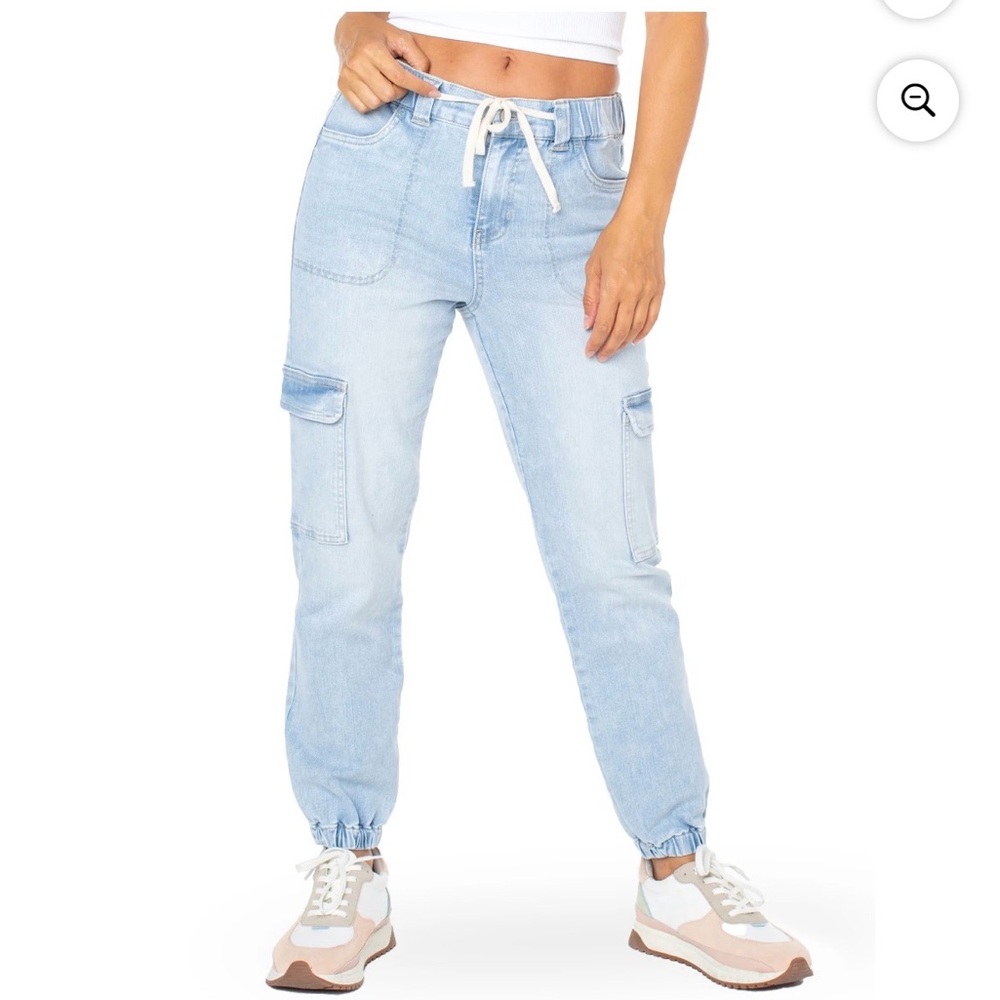 Celebrity Pink Light Blue Cargo Jogger Jeans